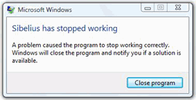 Sibelius has stopped working